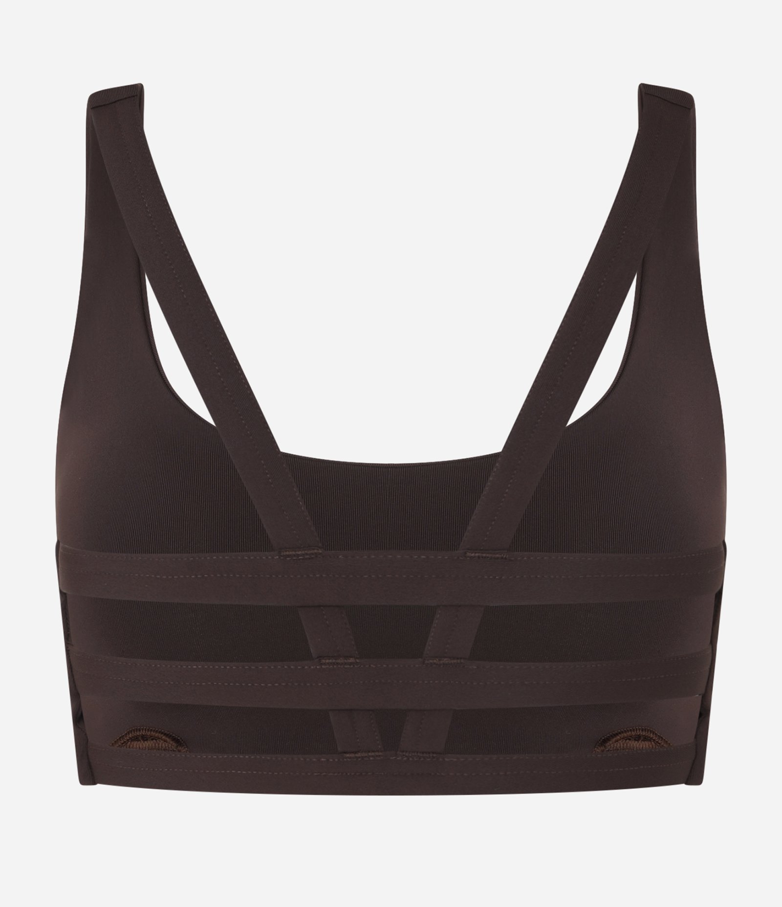 Top Esportivo Sem Bojo em Microfibra com Alça Média Marrom 6