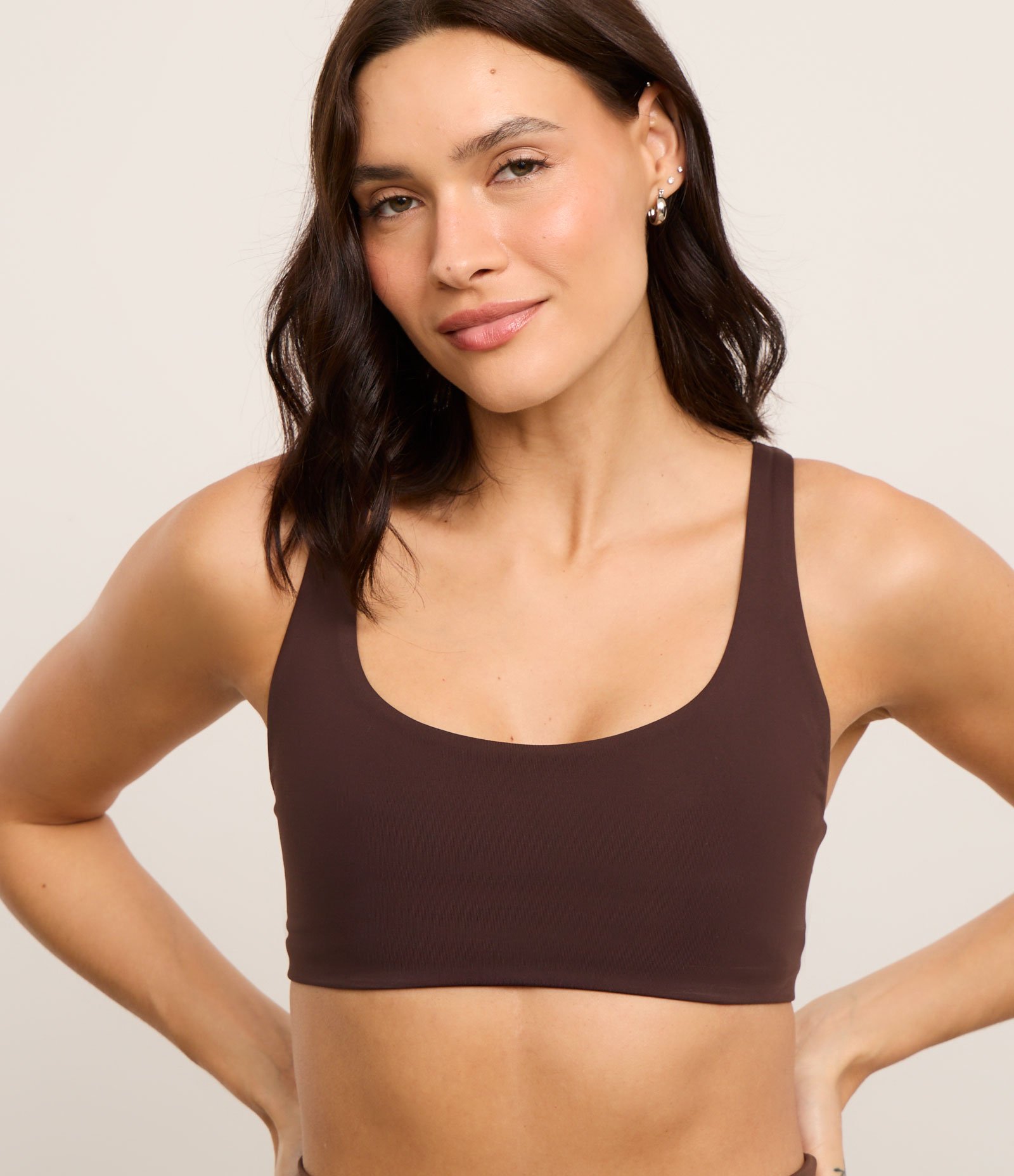 Top Esportivo Sem Bojo em Microfibra com Alça Média Marrom 4