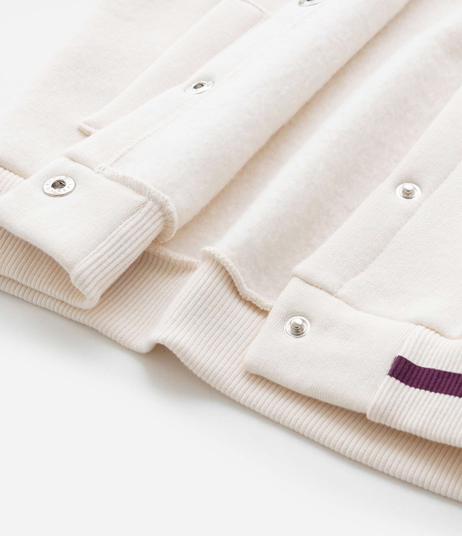 Jaqueta Bomber Infantil com Mangas Contrastantes - Tam 1 a 6 Anos Off White/Roxo 5