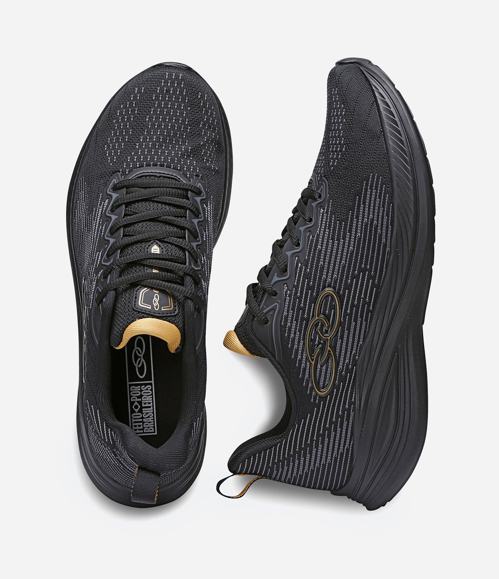 Tênis Esportivo com Respirabilidade e Textura Marte Olympikus Preto/Dourado 3