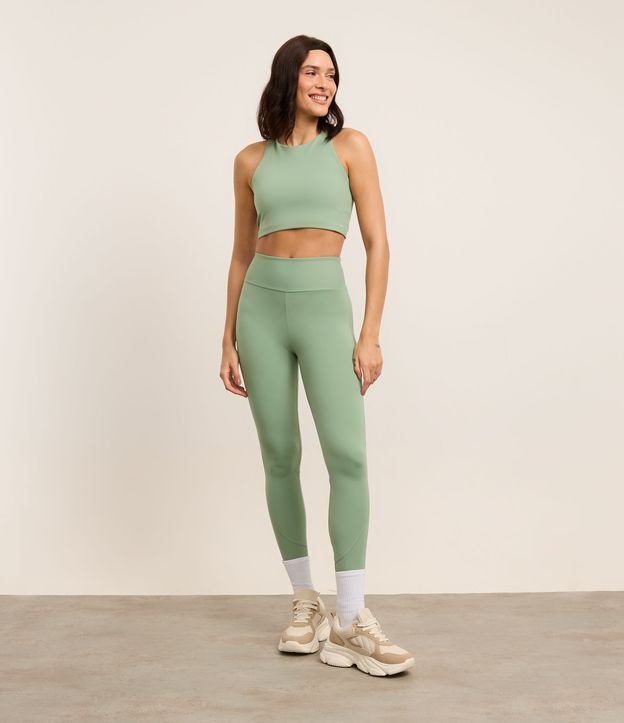 Calça Legging Esportiva em Microfibra com Bolso Interno no Cós