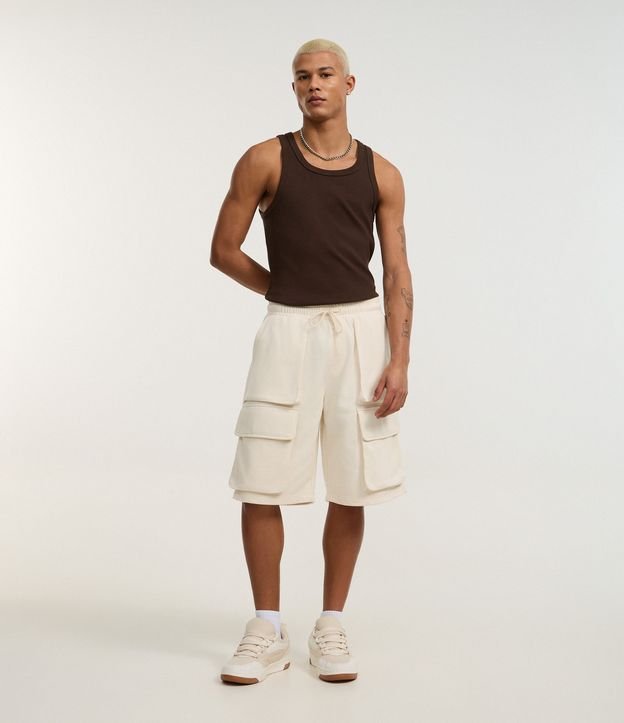 Bermuda Baggy em Moletom com Bolso Cargo