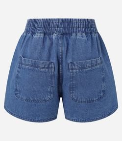 Short Runner em Jeans com Cós Elástico e Fendinha