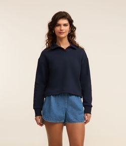 Short Runner em Jeans com Cós Elástico e Fendinha