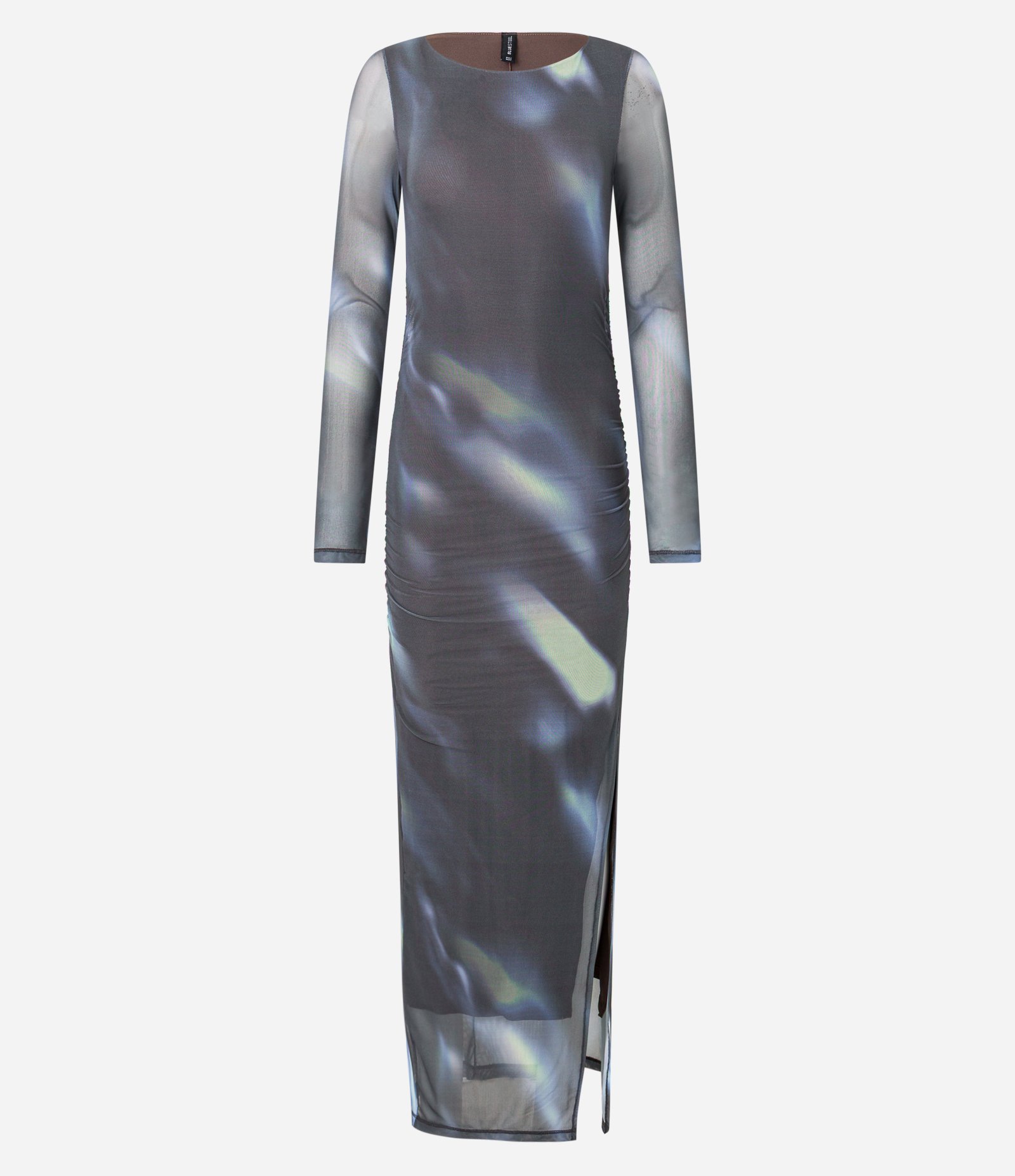 Vestido New Midi em Tule com Estampa Abstrata Cinza 8