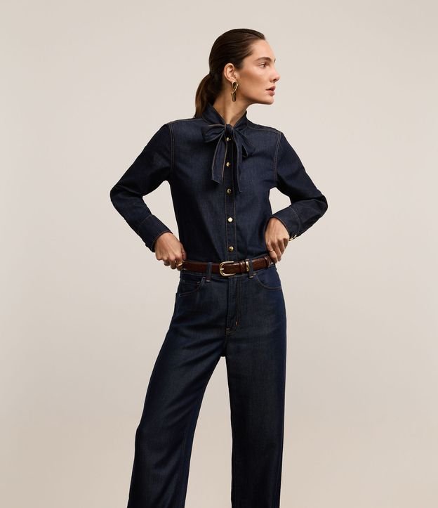 Calça Reta em Jeans Raw com Cintura Alta