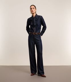 Calça Reta em Jeans Raw com Cintura Alta