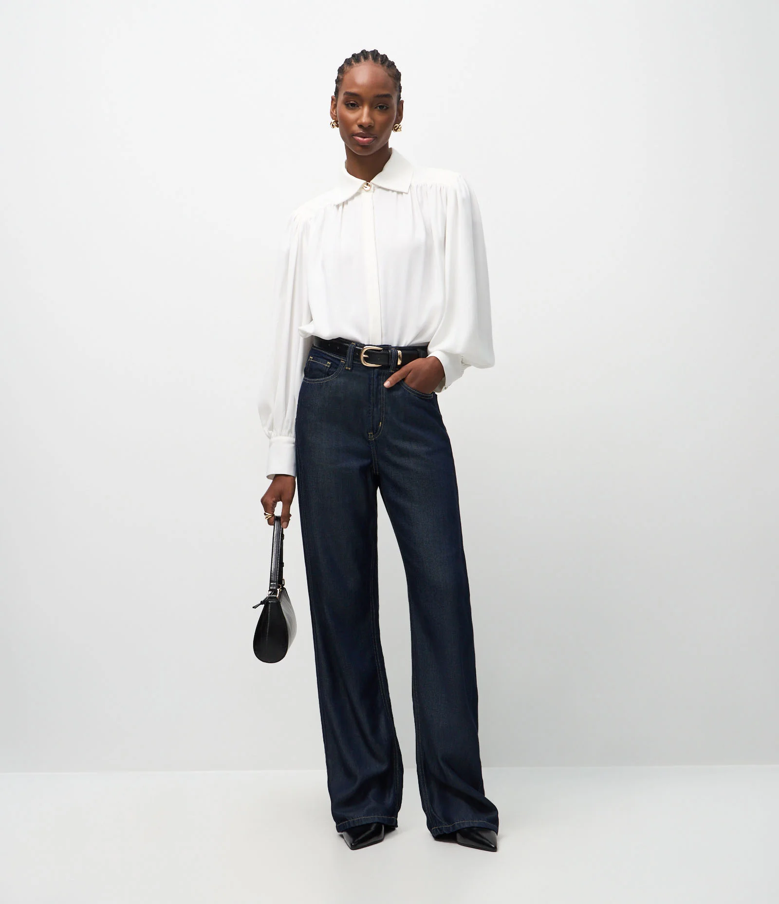 Calça Reta em Jeans Raw com Cintura Alta Azul 1
