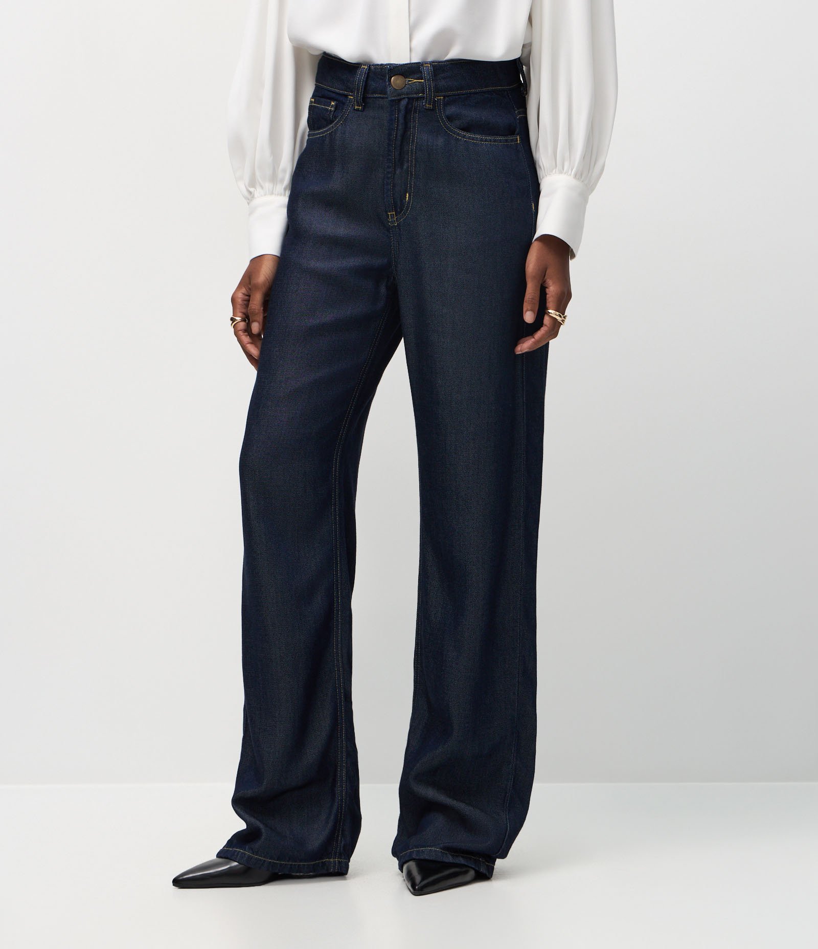 Calça Reta em Jeans Raw com Cintura Alta Azul 3