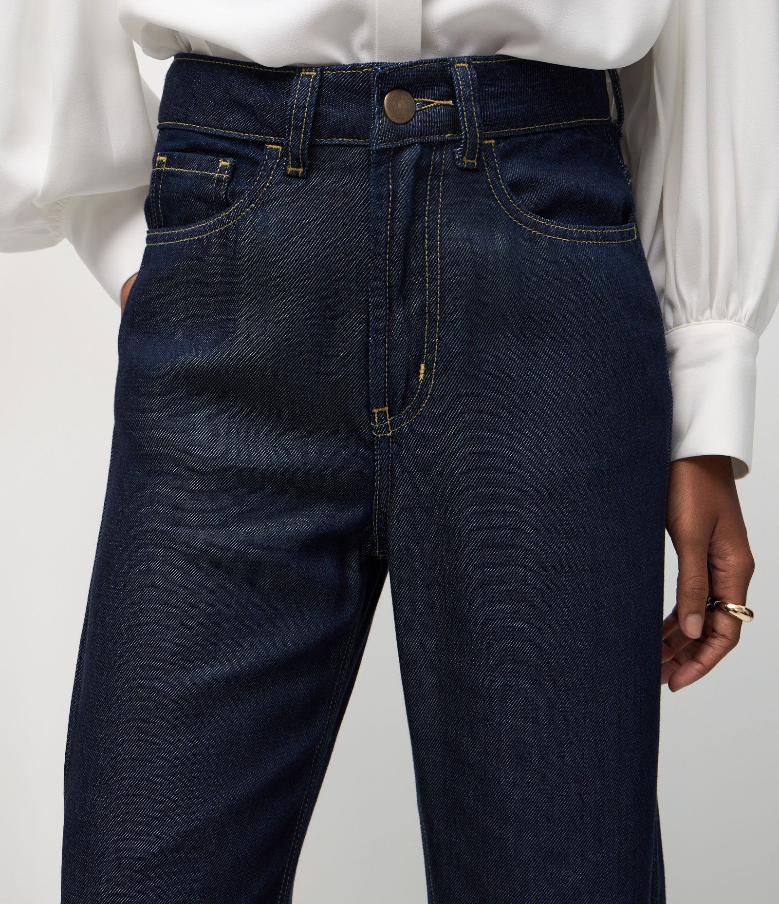 Calça Reta em Jeans Raw com Cintura Alta Azul 4