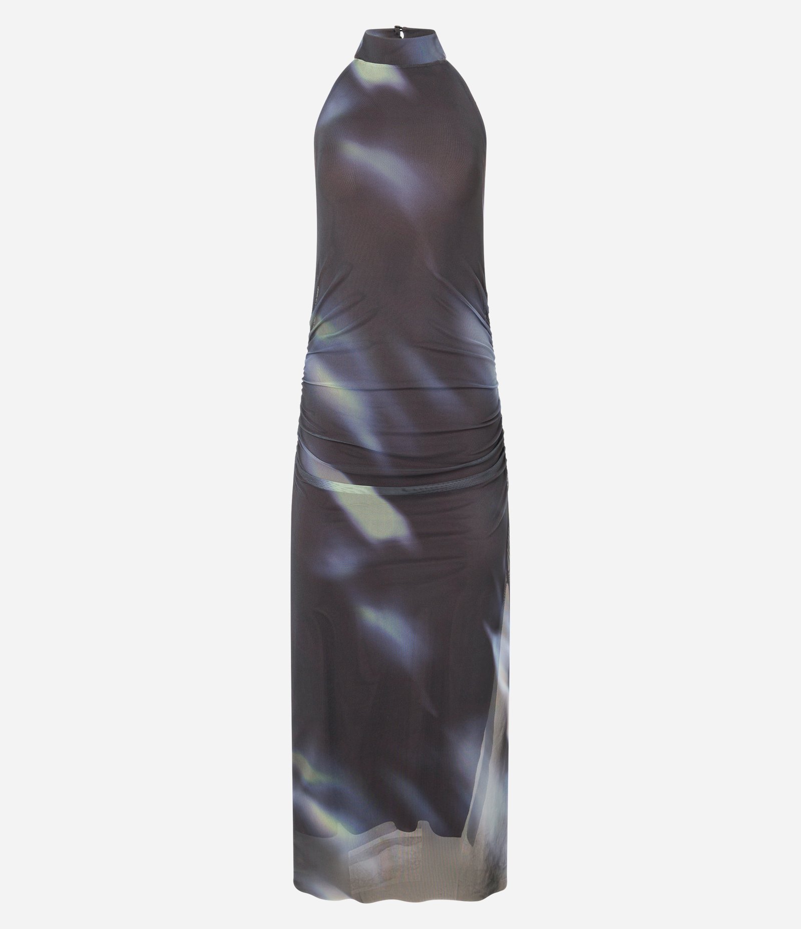 Vestido New Midi em Tule com Estampa Abstrata Manchada Preto 7