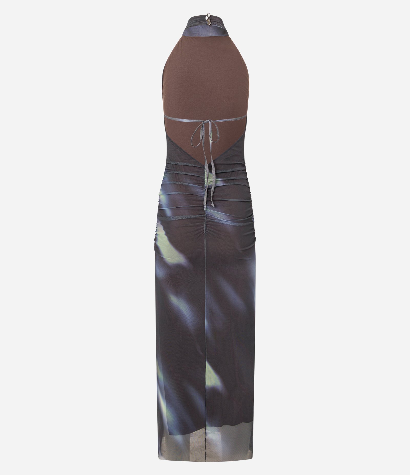 Vestido New Midi em Tule com Estampa Abstrata Manchada Preto 8