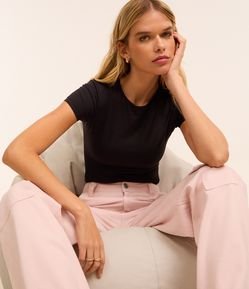 Body Básico em Poliamida com Mangas Curtas