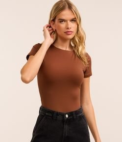 Body Básico em Poliamida com Mangas Curtas