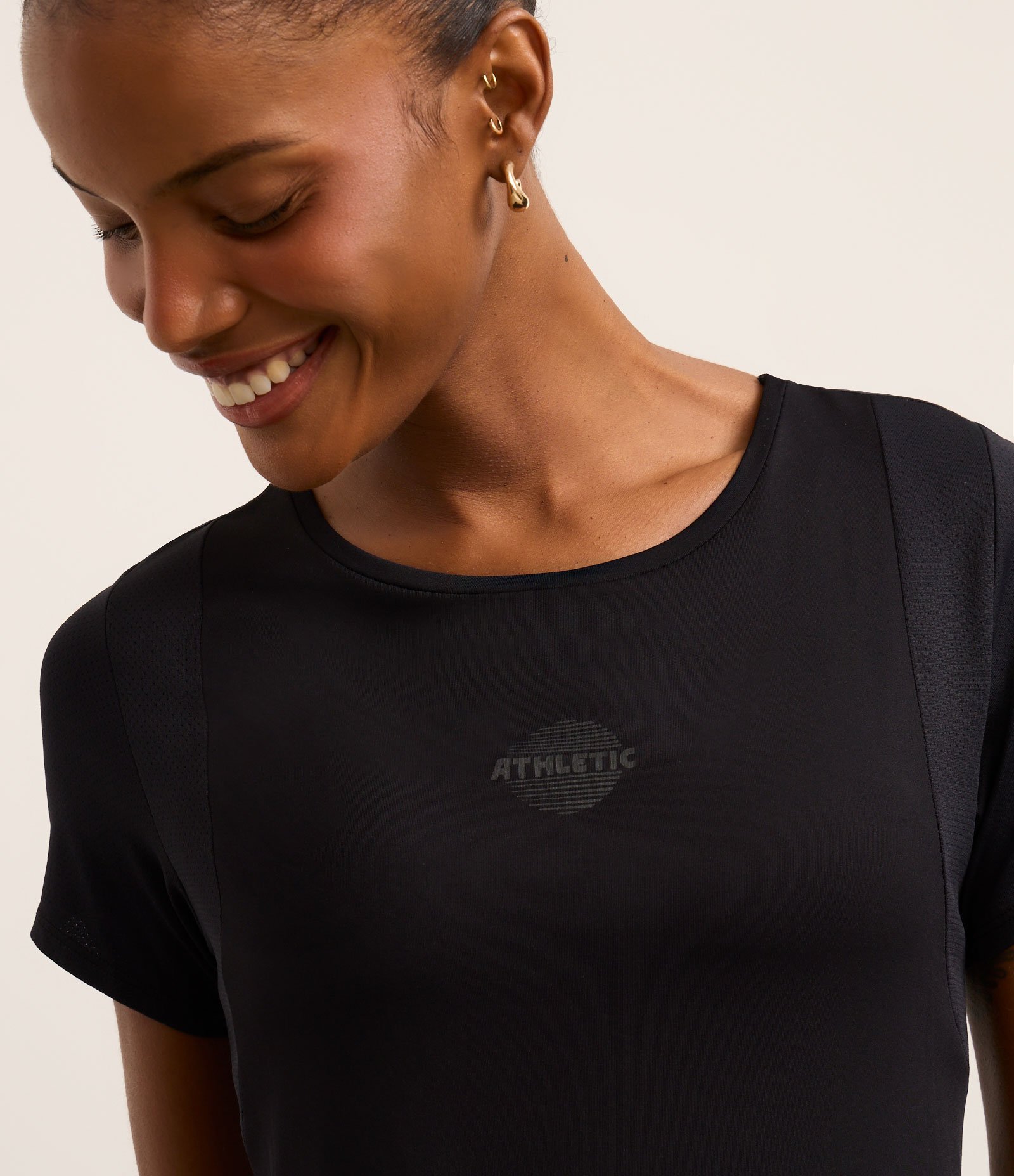 Camiseta Esportiva em Poliamida com Estampa Athletic Preto 3