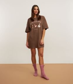 Camisola T-shirt em Algodão Estonado com Estampa Capivaras