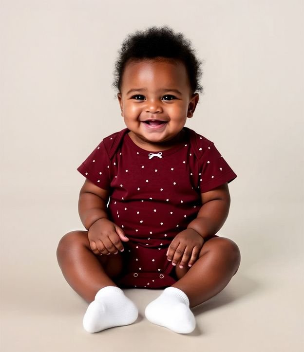 Body Infantil em Algodão com Estampa Corações - Tam 0 a 18 meses
