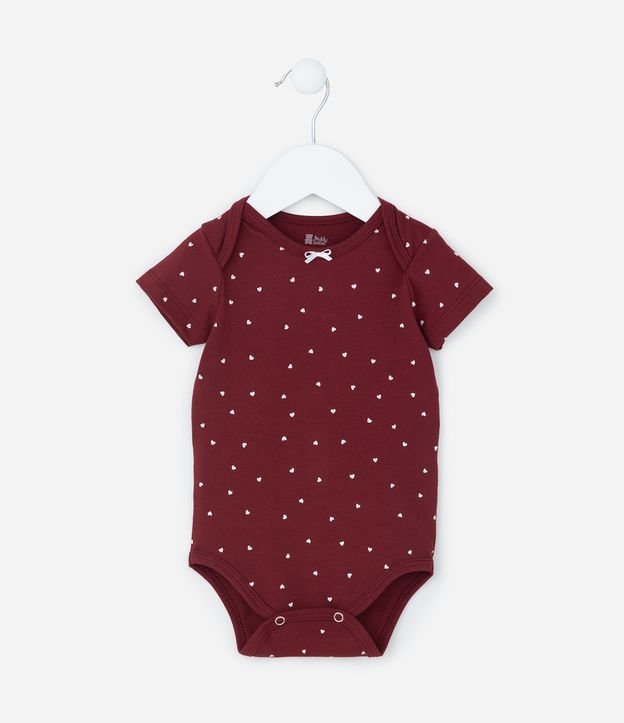 Body Infantil em Algodão com Estampa Corações - Tam 0 a 18 meses