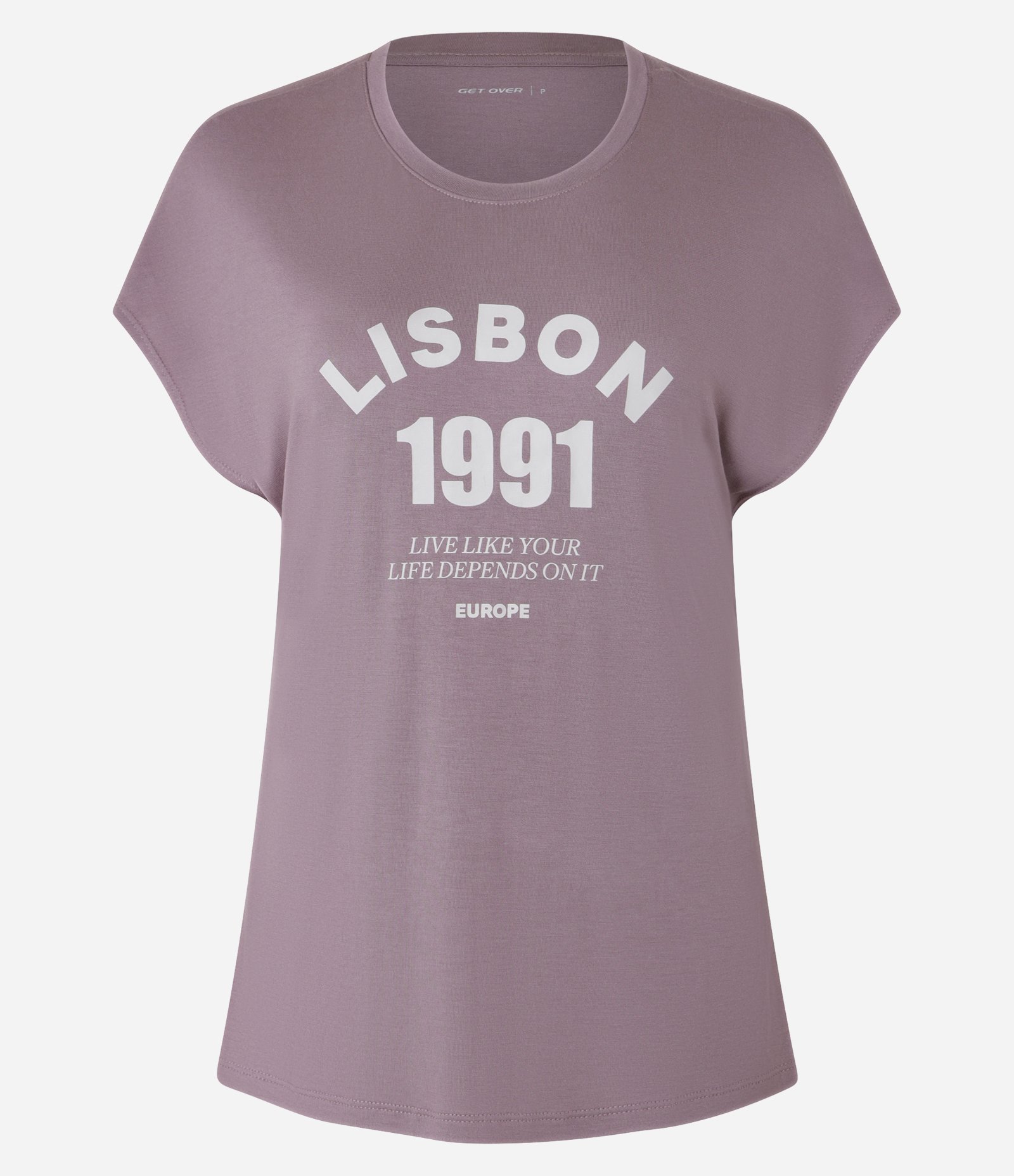Camiseta Esportivo em Modal com Estampa Lisbon Lilás Neutro 3