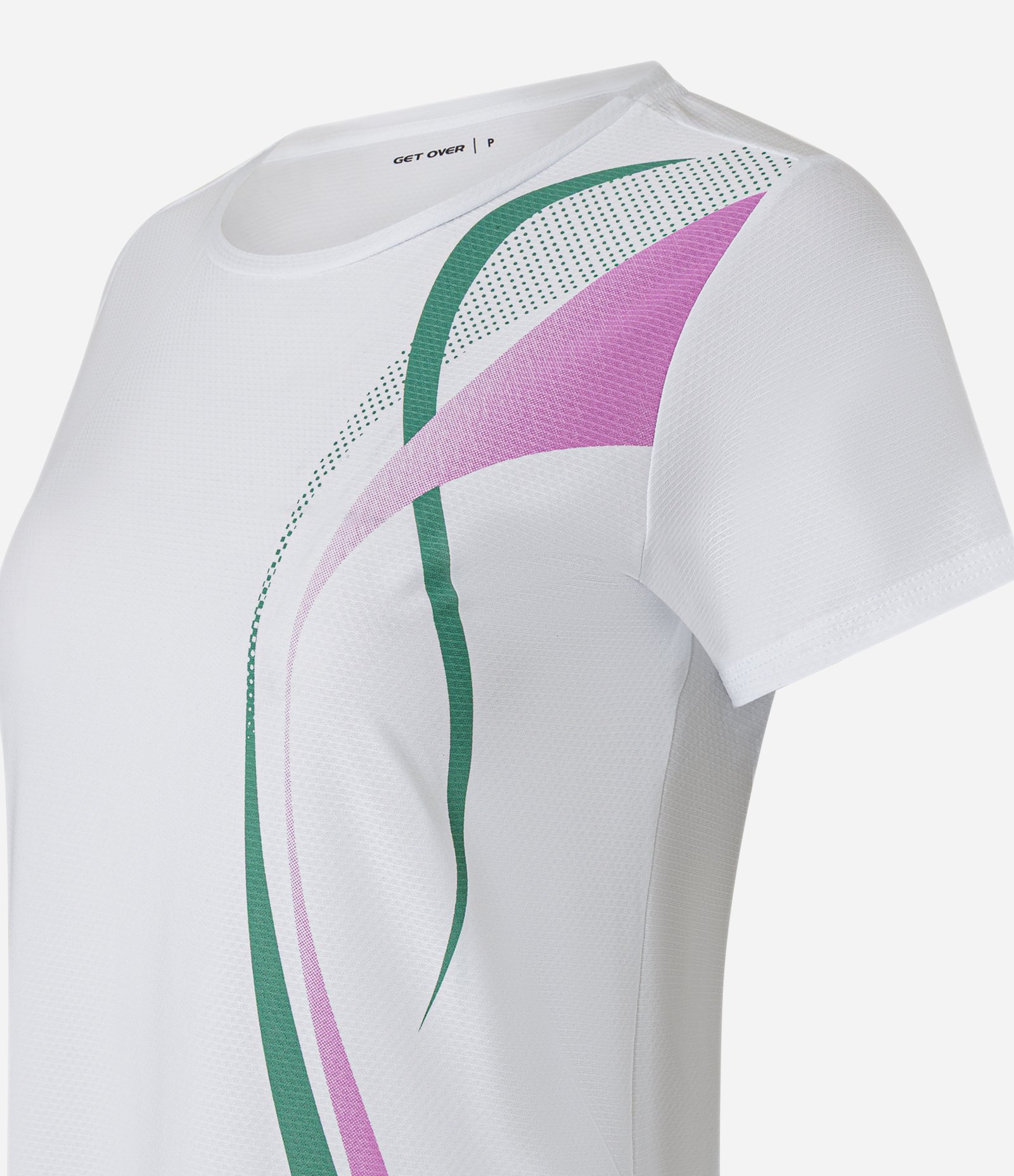 Camiseta Esportiva em Microfibra Texturizada com Estampa Ondas Branco 5