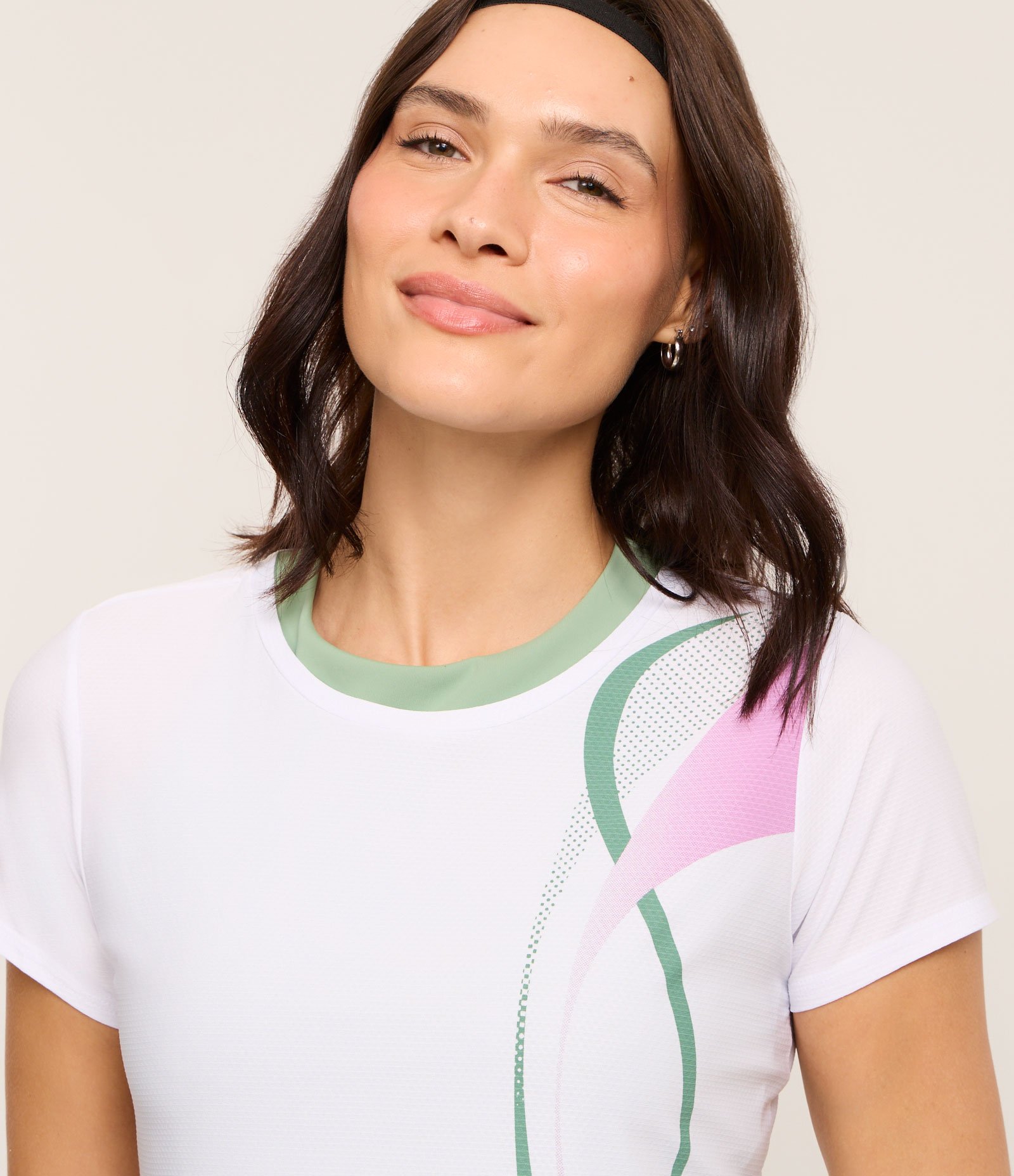 Camiseta Esportiva em Microfibra Texturizada com Estampa Ondas Branco 3