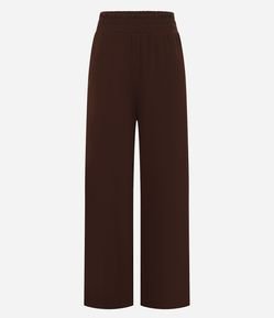 Calça Evasê Cintura Média em Ribana com Textura Canelada