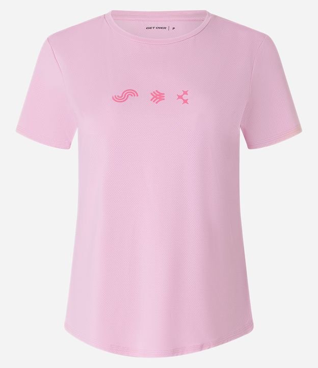 Camiseta Esportiva em Microfibra Furadinha com Estampa de Ícones