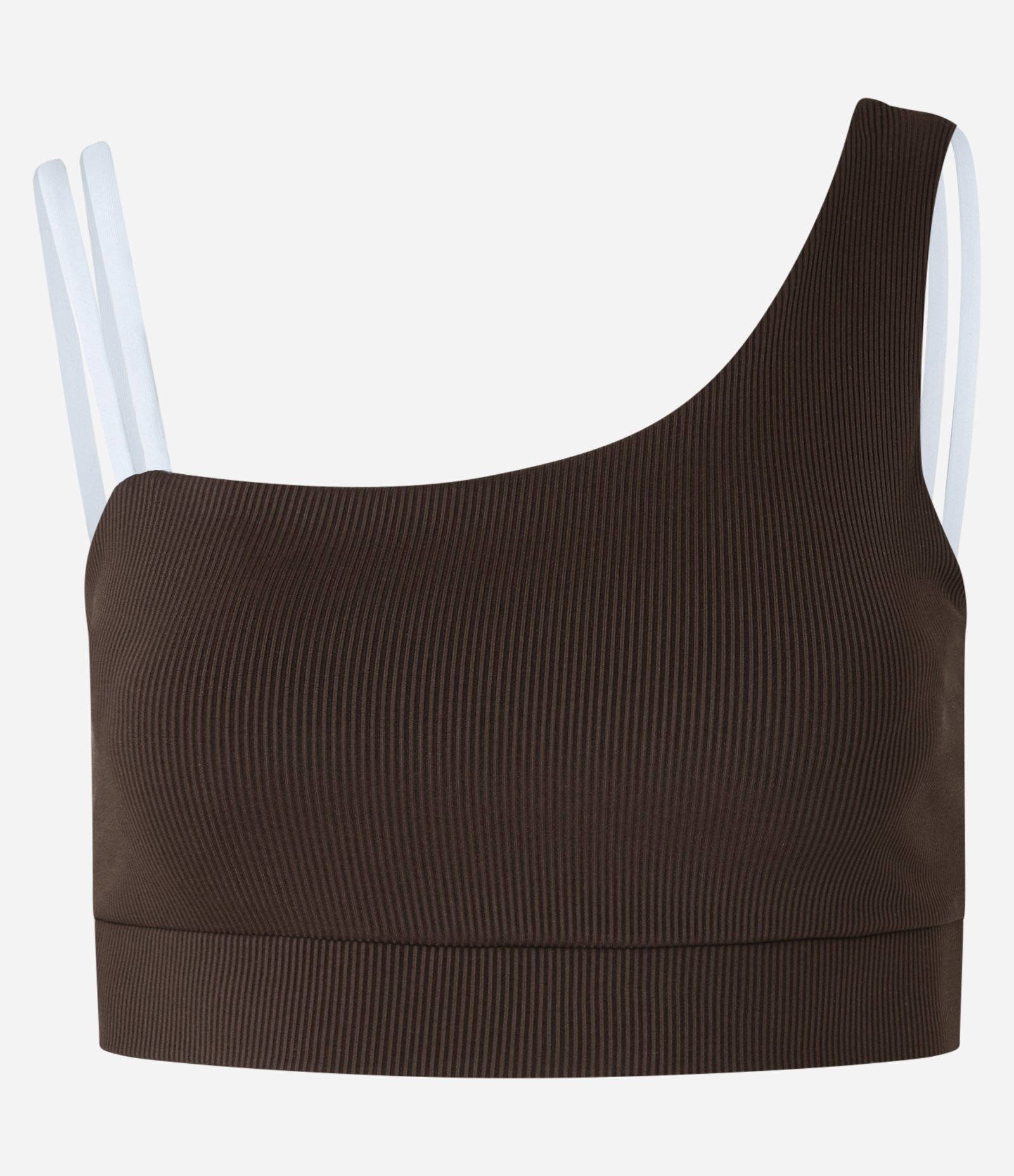 Top Esportivo em Microfibra com Alças Assimétricas Marrom 5