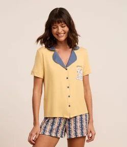 Pijama Short Doll em Viscose com Estampa Garfield