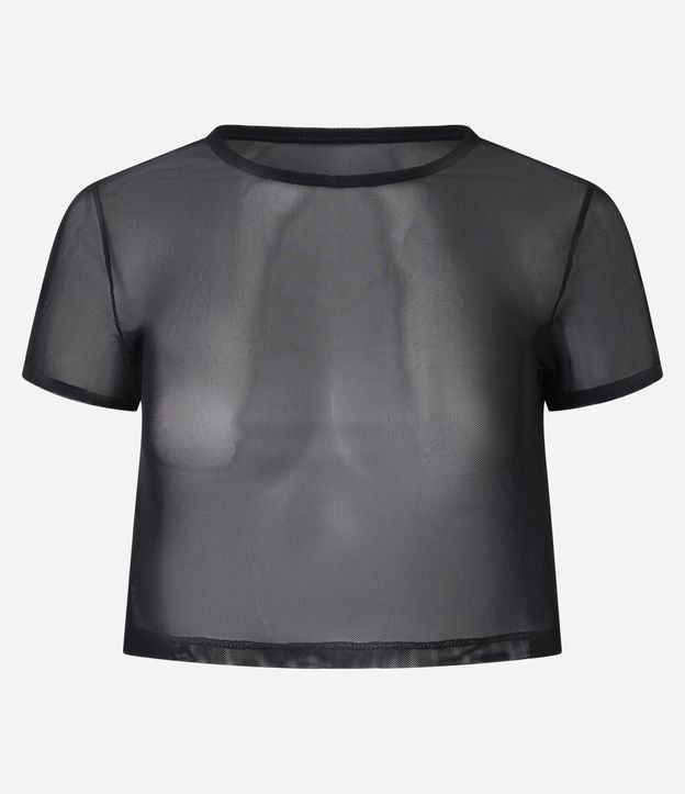 Camiseta Cropped Esportiva em Tule