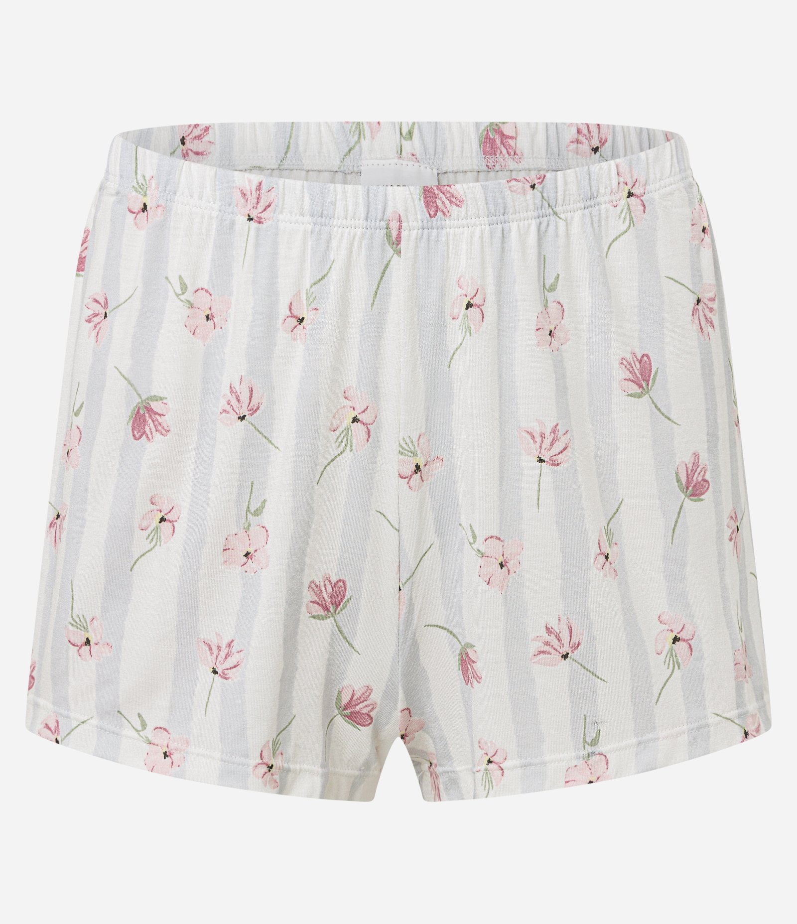 Pijama Short Doll em Viscose com Estampa Listrada e Floral Off White 6