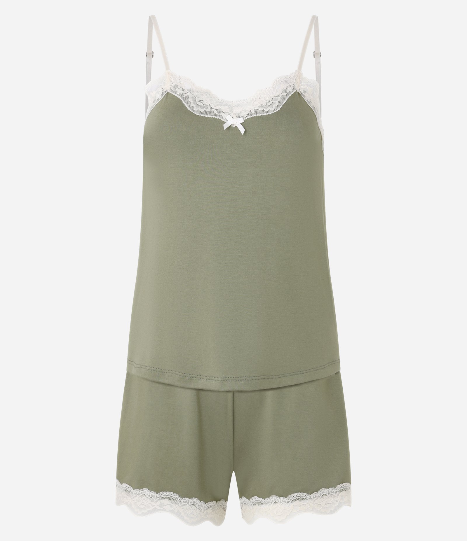 Pijama Short Doll em Viscose com Alcinha e Detalhe de Renda Verde 4