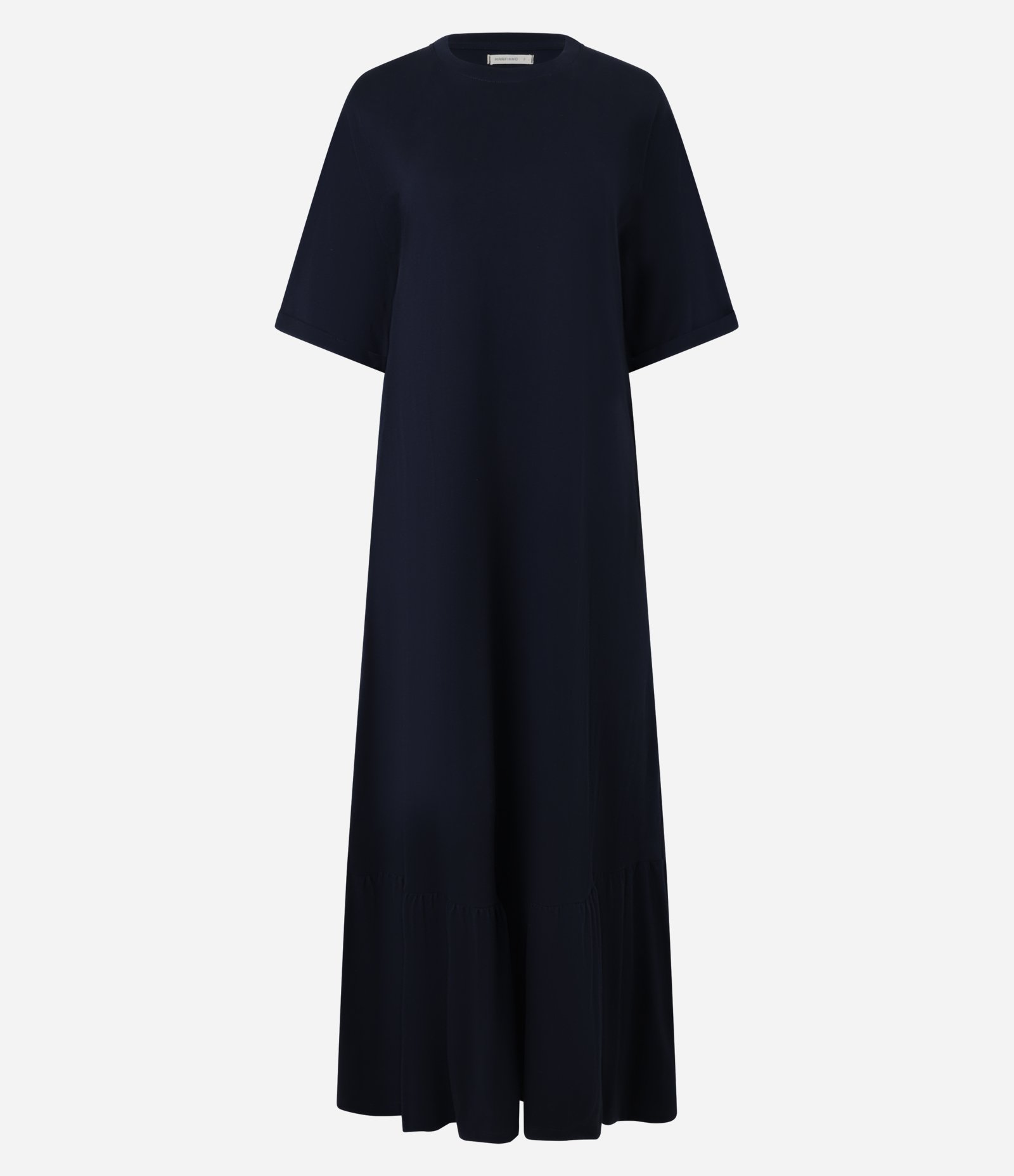 Vestido Midi em Algodão com Mangas Largas Azul Escuro 6