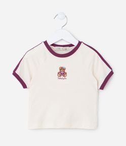 Blusa Infantil com Listras e Bordado Urso - Tam 1 a 6 Anos