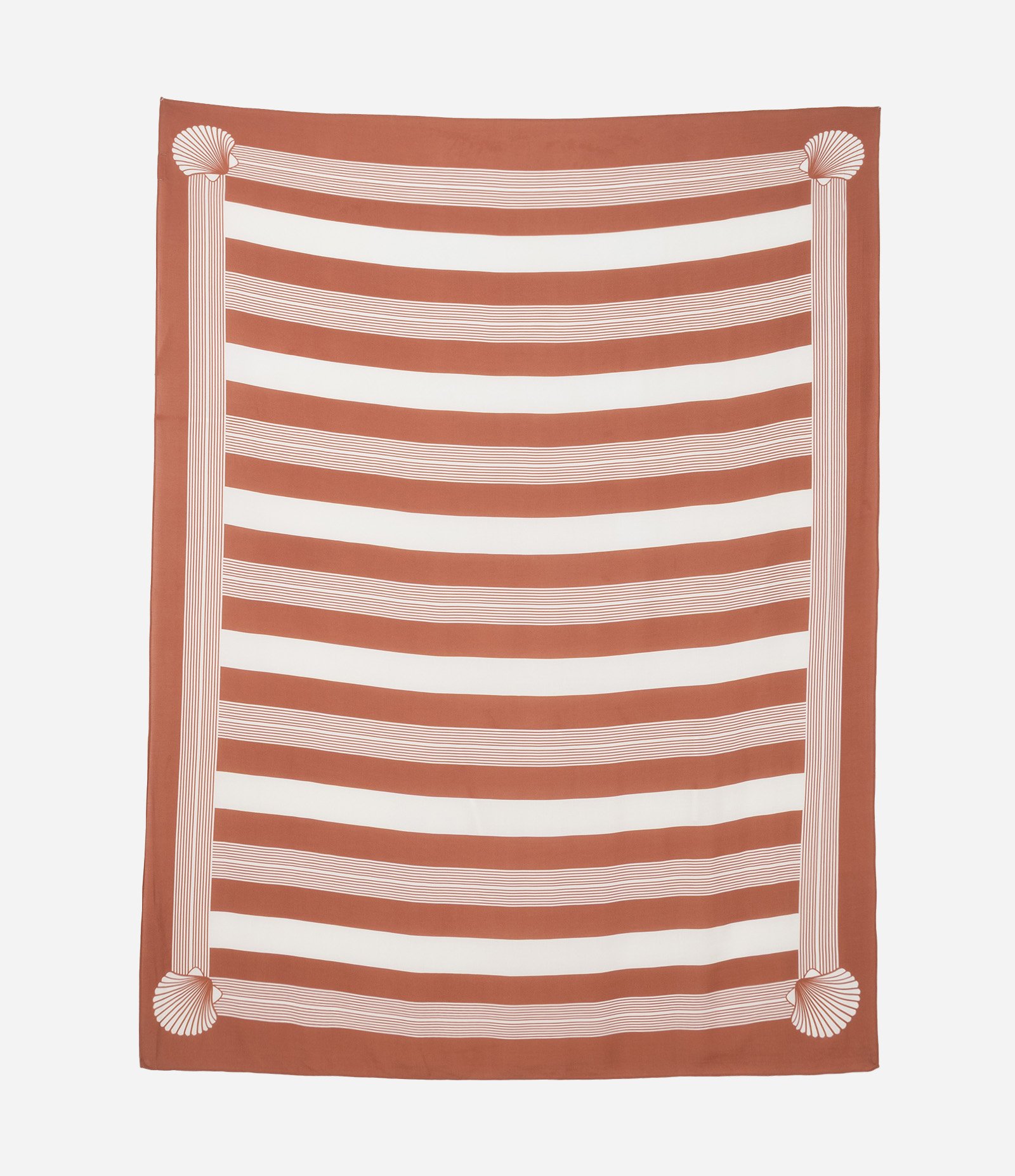 Canga Retangular em Viscose com Estampa Listrada Marrom 2