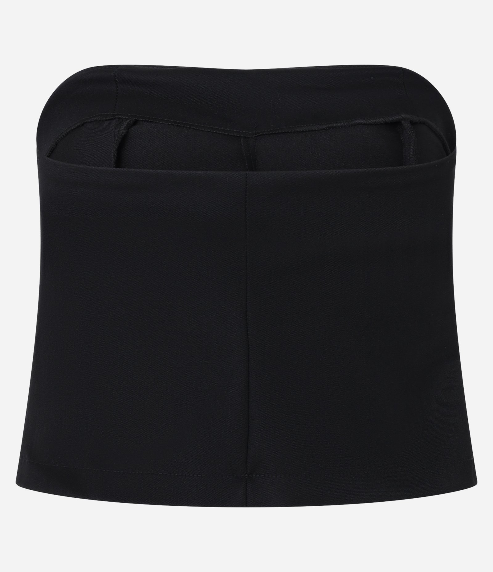 Blusa Tomara que Caia em Alfaiataria Busto Contrastante com Drapeado Preto 6