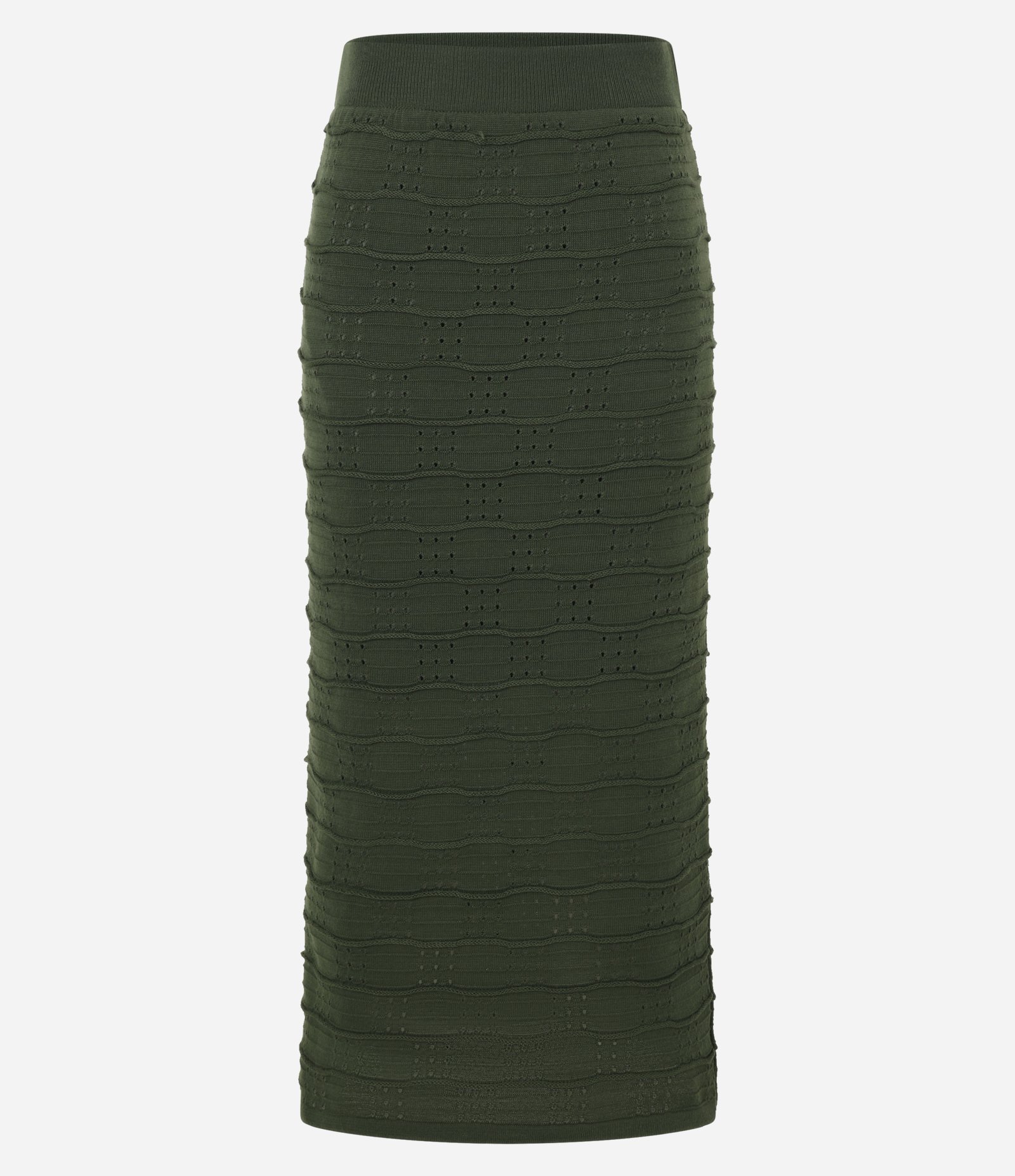 Saia Long Midi em Tricô com Ponto Fechado Verde 1