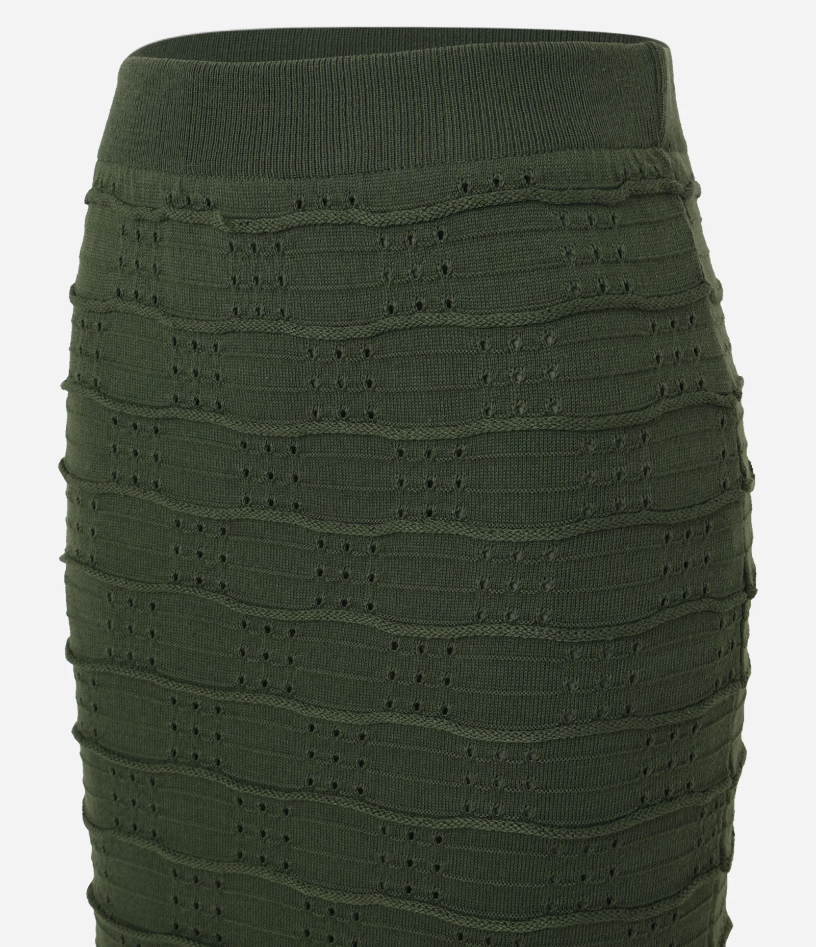 Saia Long Midi em Tricô com Ponto Fechado Verde 2