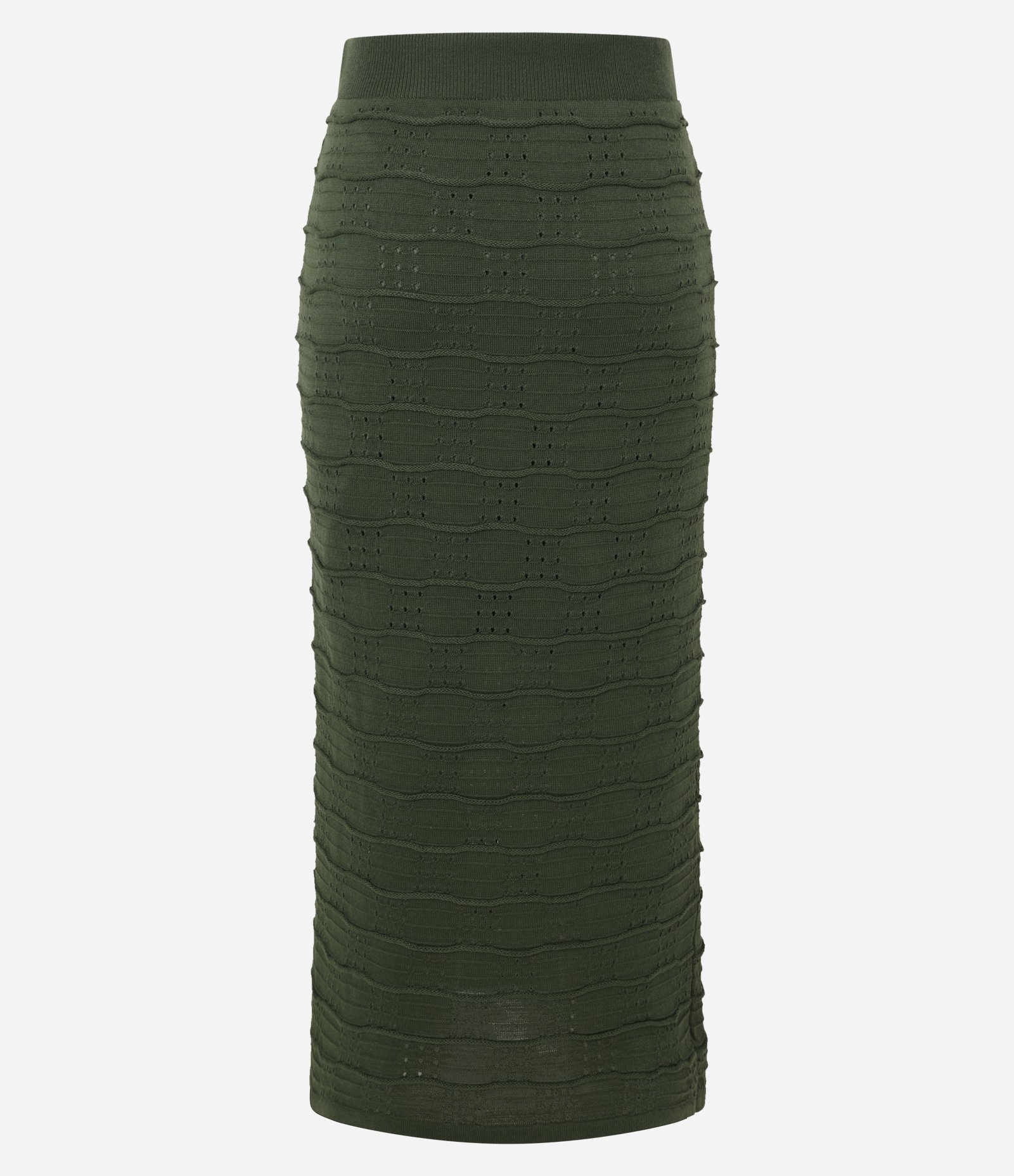 Saia Long Midi em Tricô com Ponto Fechado Verde 3