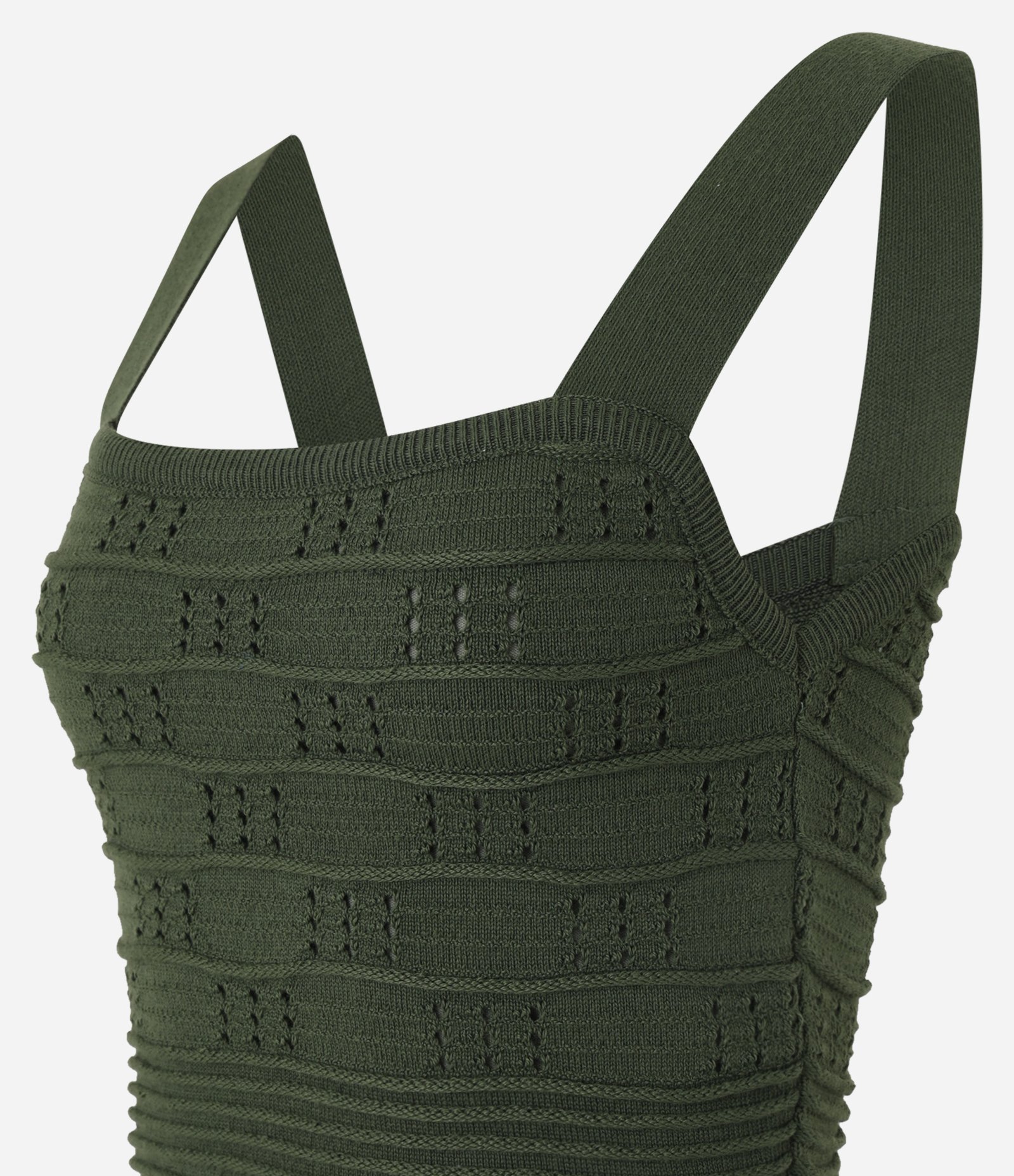 Blusa em Tricô com Ponto Fechado com Alça Larga Verde 2