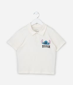 Camiseta Polo Infantil com Estampa do Stitch - Tam 5 a 14 Anos