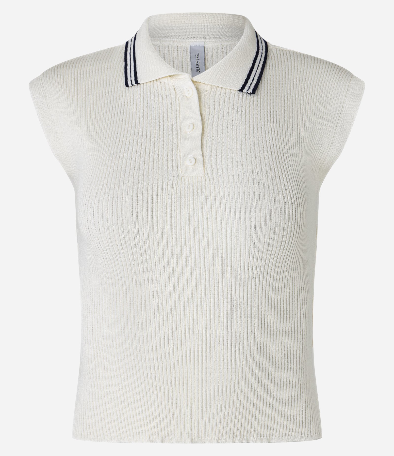 Blusa em Tricô com Gola Polo e Botões Off White 4