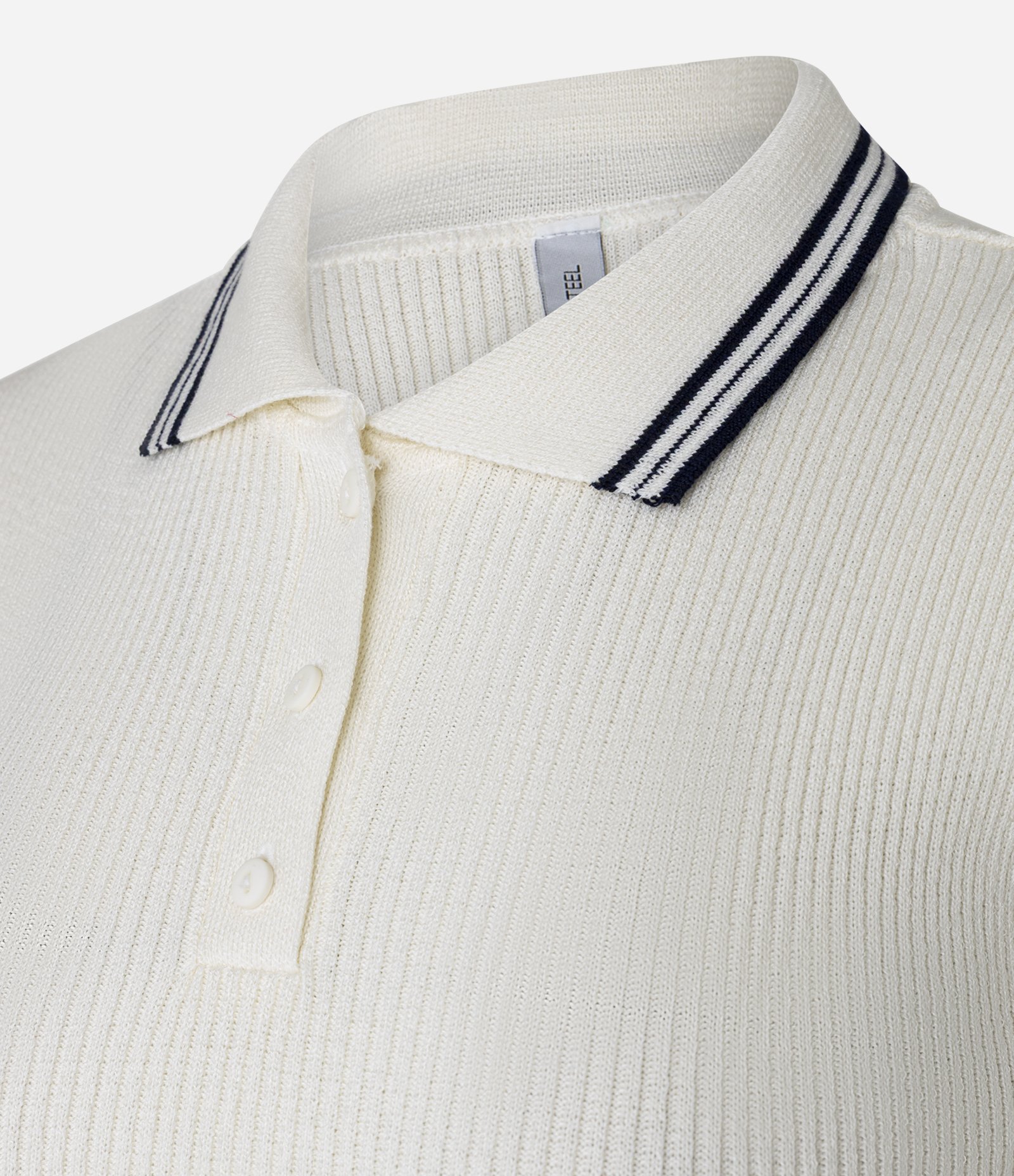 Blusa em Tricô com Gola Polo e Botões Off White 5