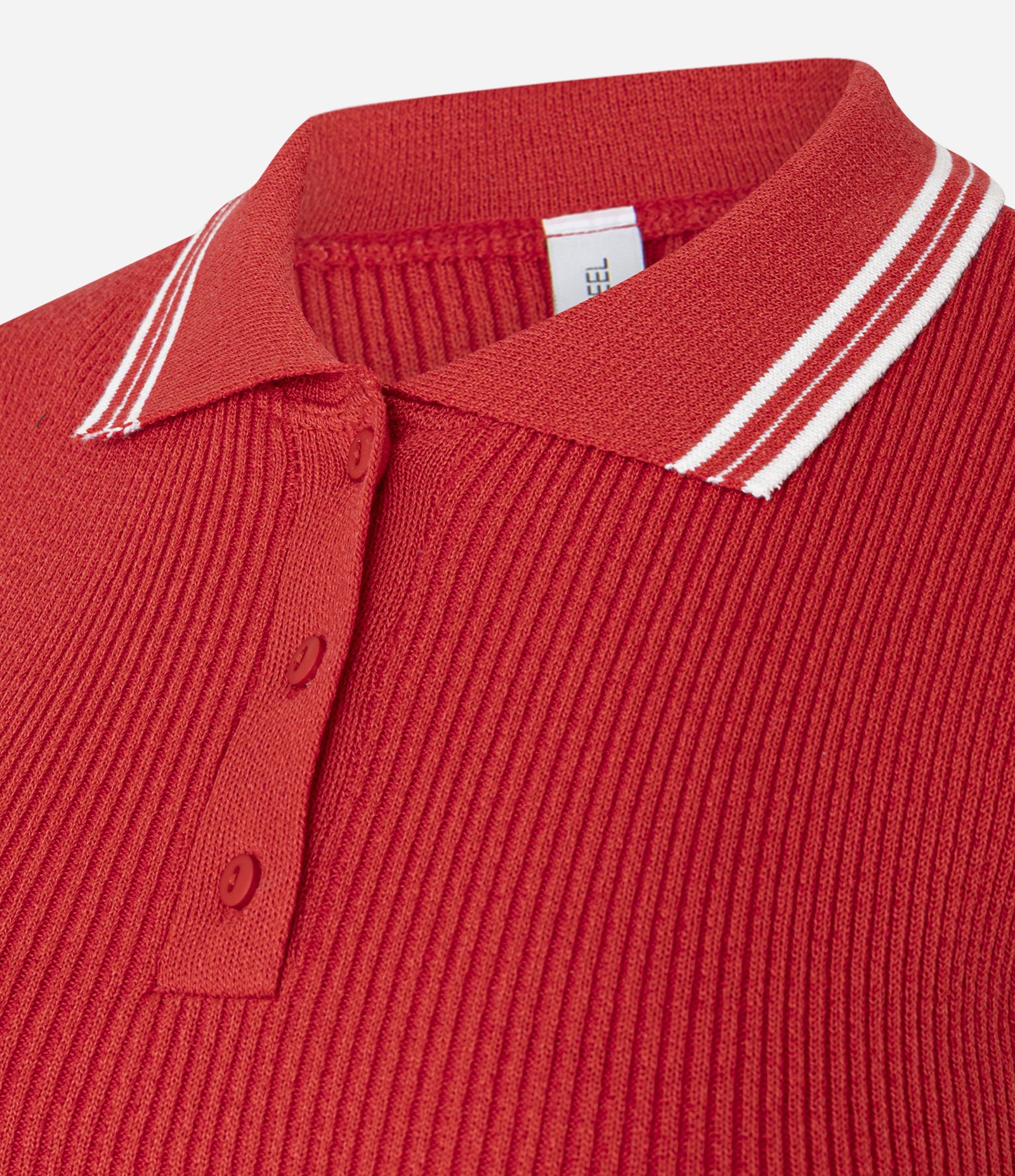 Blusa em Tricô com Gola Polo e Botões Vermelho 4