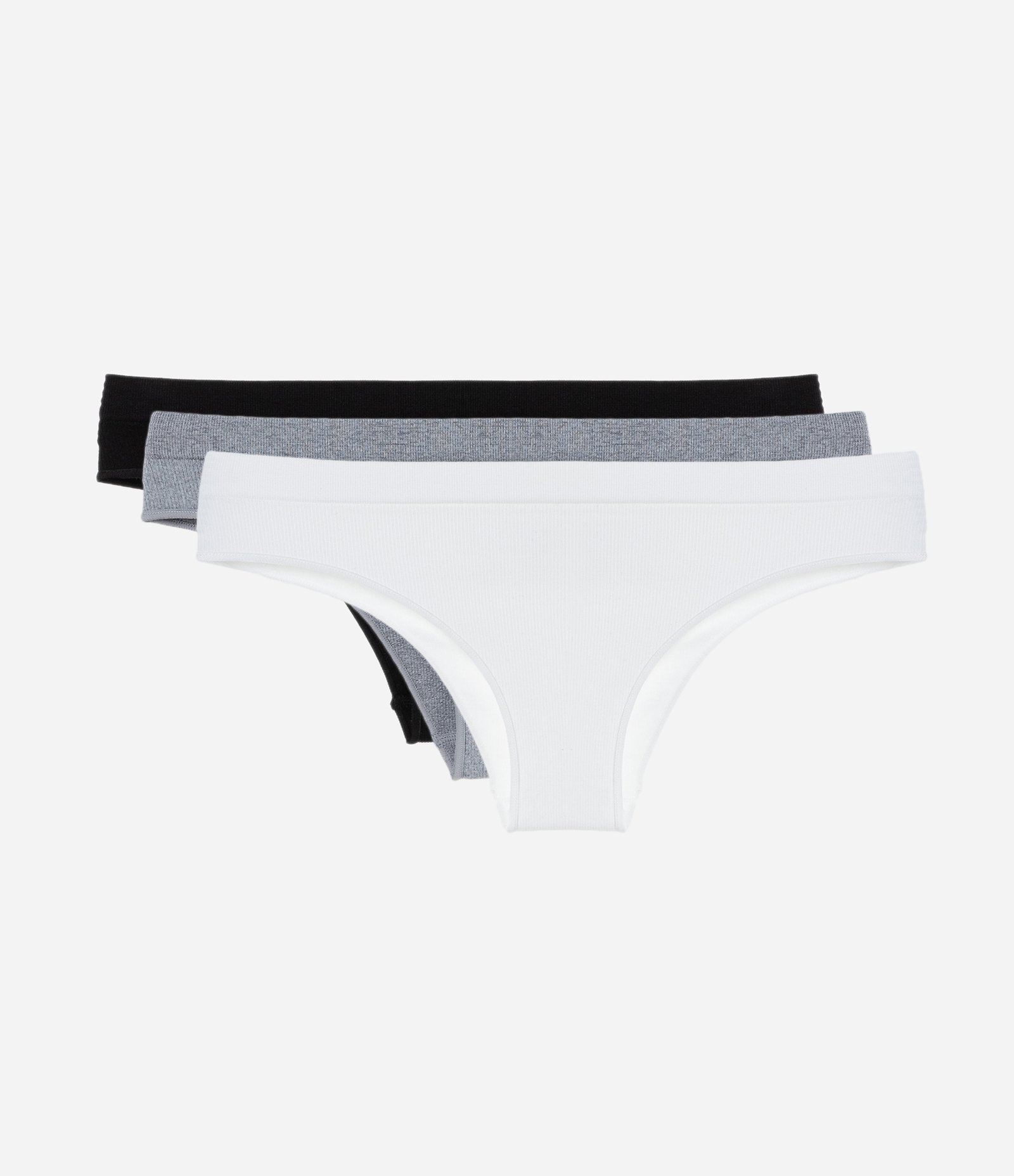 Kit 03 Calcinhas Biquíni Fio Seamless Texturizadas Preto/Cinza/Branco 1