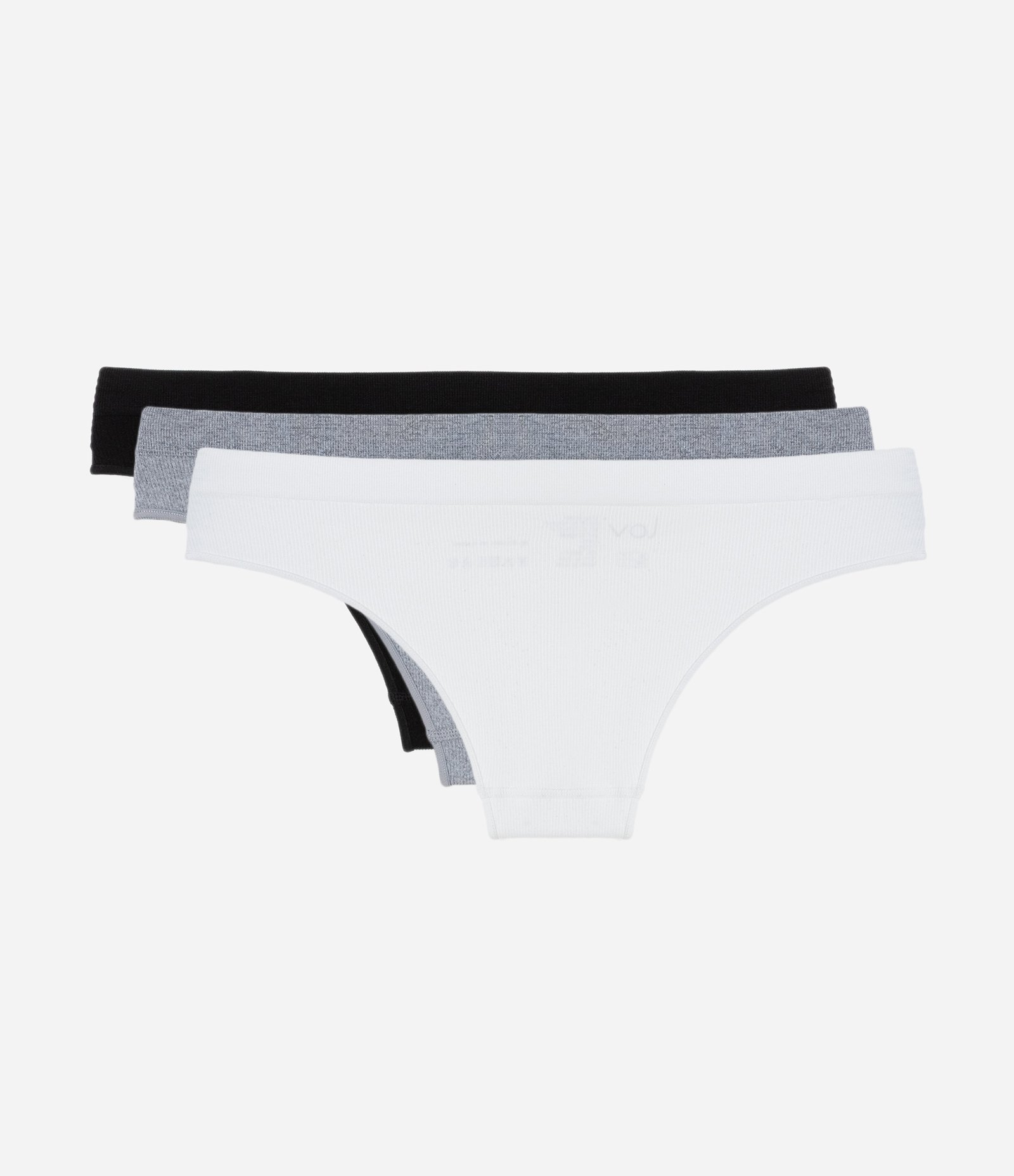 Kit 03 Calcinhas Biquíni Fio Seamless Texturizadas Preto/Cinza/Branco 2