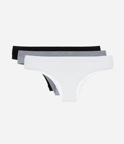 Kit 03 Calcinhas Biquíni Fio Seamless Texturizadas