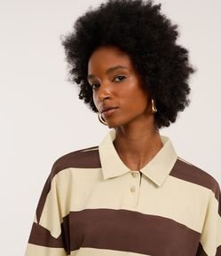 Camiseta em Algodão com Gola Polo e Listras