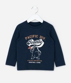 Camiseta Infantil College com Estampa Seattle - Tam  1 a 6 Anos