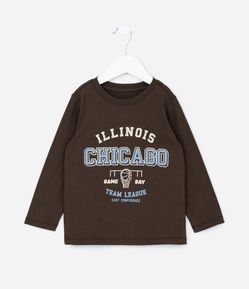 Camiseta Infantil College com Estampa Chicago - Tam 1 a 6 Anos
